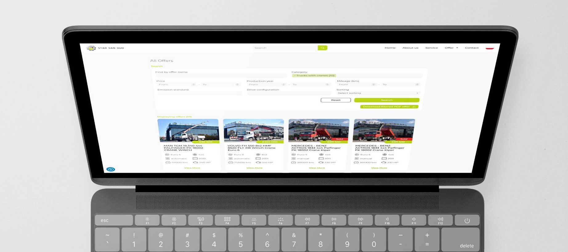 Widok z góry wersji desktopowej strony Star San Duo